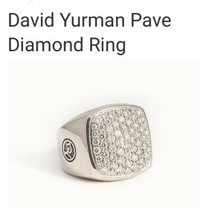 David Yurman pave diamond and solid sterling signet ring. Men’s 8.